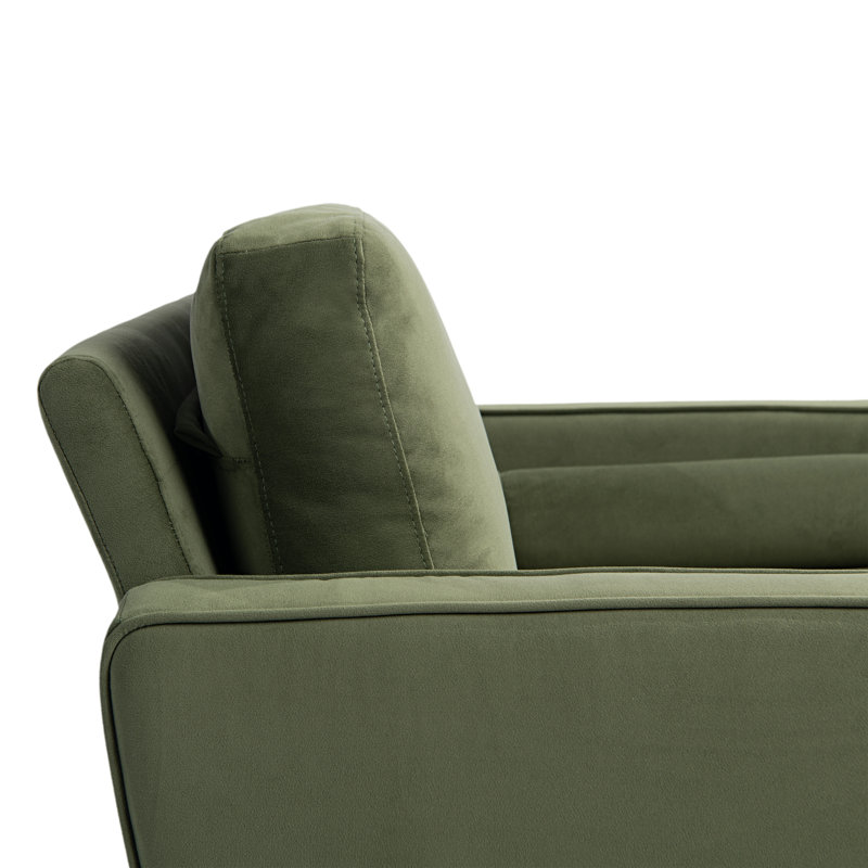 Fauteuil club capitonné à accoudoirs carrés de 39,8 po Garren, Velours vert