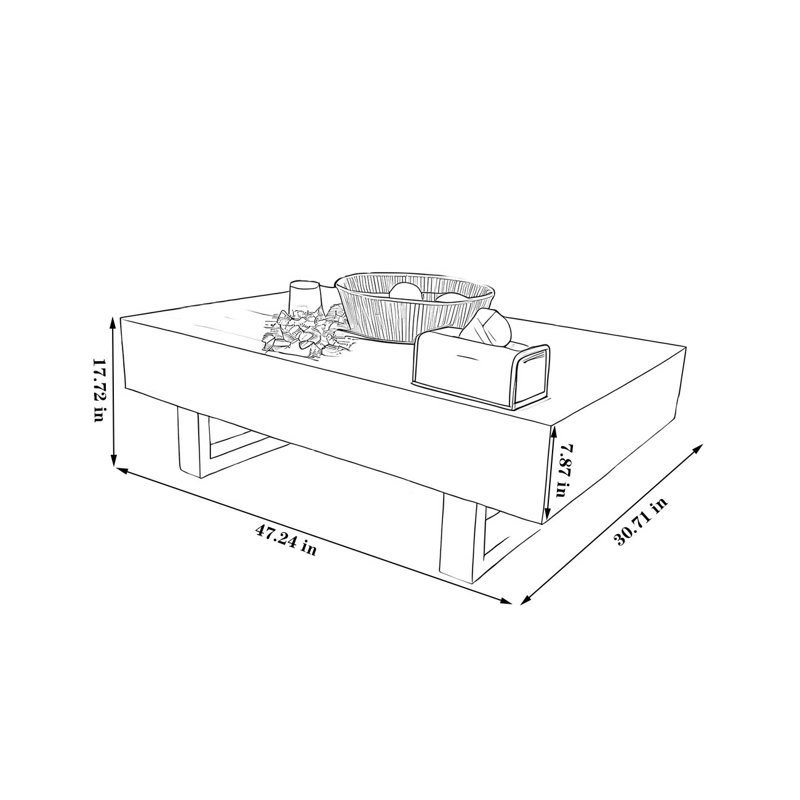 Industrial Wood Coffee Table, 17.72" H x 47.24" W x 30.71" D