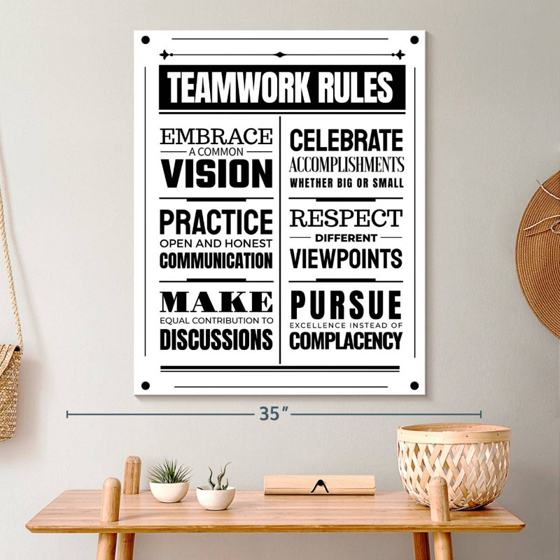 " Teamwork Rules " by HomeyNotes Studio, 30" H x 24" W x 1.25" D