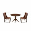 3 Piece Dining Room Furniture Set Contains a Round Dining Table with Pedestal and 2 Brown Faux Leather Upholstered Chairs, Mahogany-1738976235-1738976232-1738976239