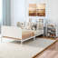 Structure de lit simple en métal blanc avec lumière DEL - tête de lit tapissier et tablettes de rangement escamotables White Kids-1638019581