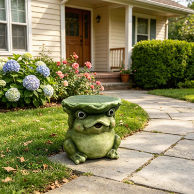 Statue de grenouille mignonne pour jardin, décoration extérieure pour la maison, la pelouse, la terrasse ou l'allée.