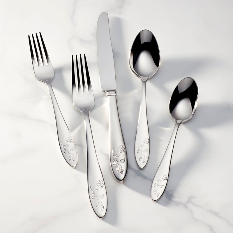 Butterfly Meadow 65 Piece 18/10 Stainless Steel Flatware Set, Service for 12