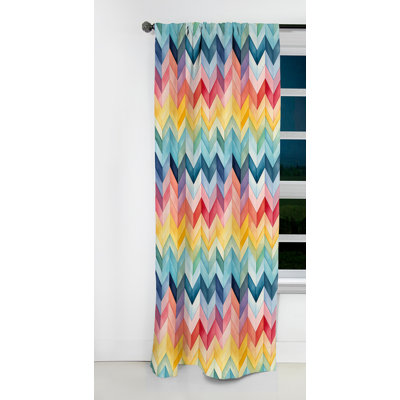 Watercolor Caprice - Motif à chevrons multicolore I - Rideau occultant en velours à chevrons - 1 panneau