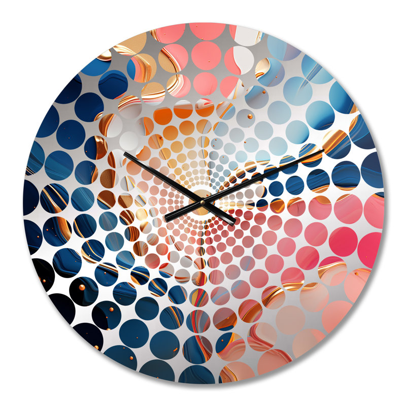 Rose et or liquide Ink River - horloge murale à encre liquide abstraite, Médium