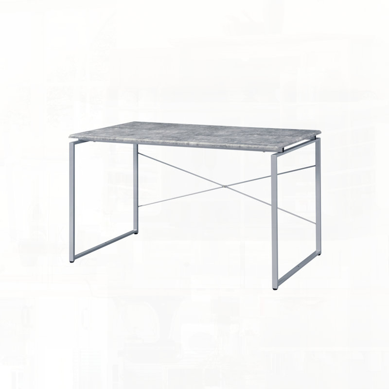 Bureau d'écriture avec placage en métal, Gris/argent
