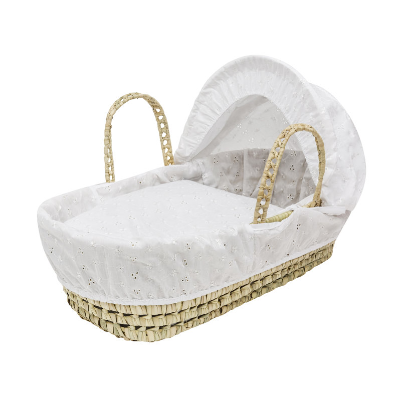 Mini Doll's Moses Basket, White