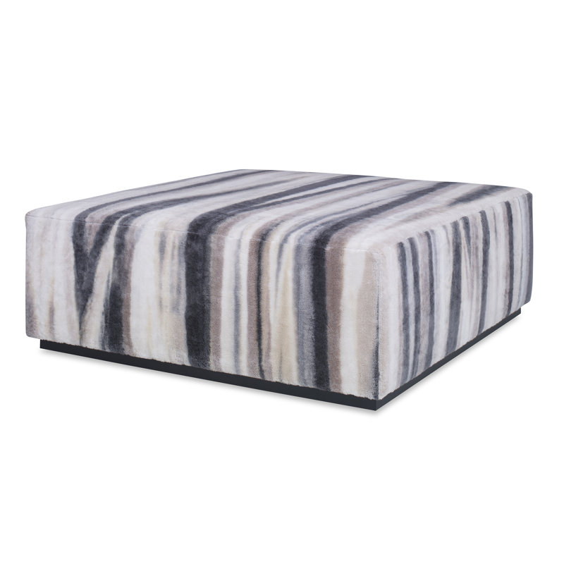 Club Square Ottoman, Espresso, White Caps Fog Viscose