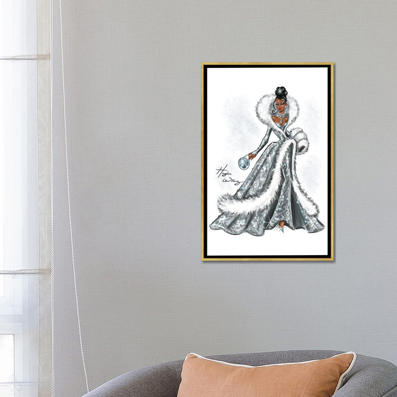 Givre d'hiver - HWI579, H 26 po x l 18 po, Impression sur toile flottante sans passe-partout, Doré