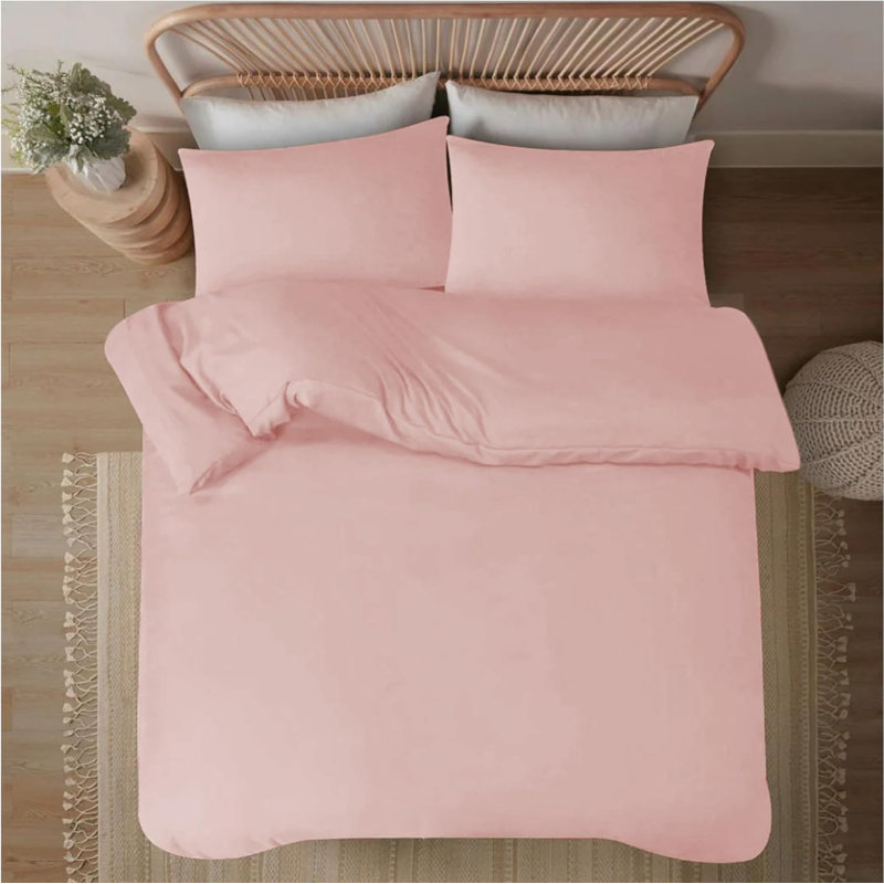 No Pattern Duvet Cover Set, Pink