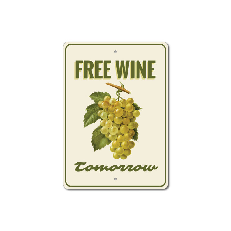 Plaque en aluminium Free Wine, H 18 po x l 12 po x P 0,06 po
