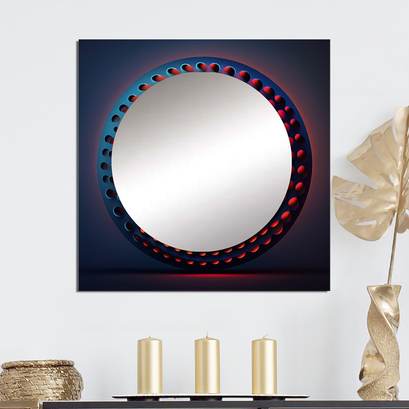 New Balance Deep Blue Deep Space Red Mandala II - Geometric Large Square Mirror For Wall Art Decor, 36" x 36"