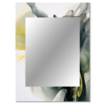 Maratea Black and Yellow Splash - Fractals Wall Mirror, Modern Decorative Mirror, Printed Metal Art