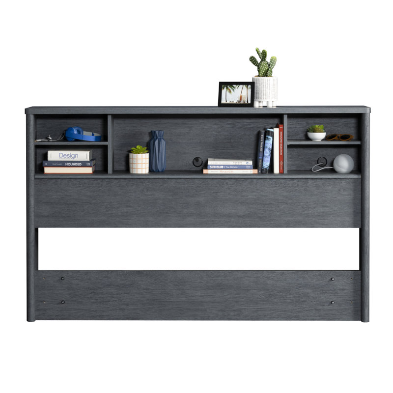 Queen Headboard, Full Size Headboard, Wood Headboard, Headboard With Storage, Denim/Brown