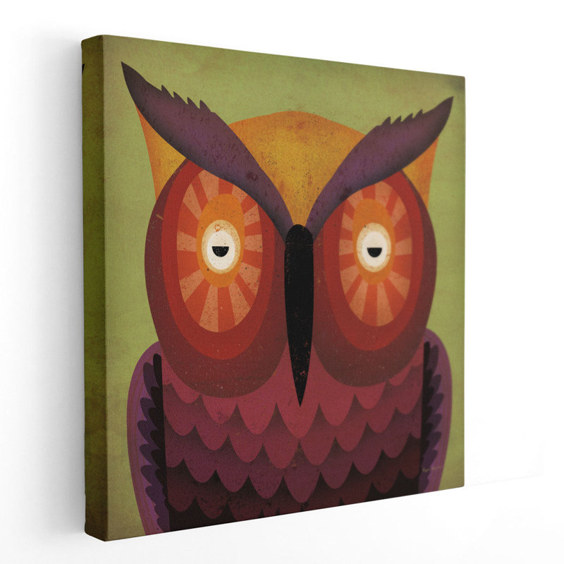 Owl Wow - reproduction d'art sur toile, H 24 po x l 24 po