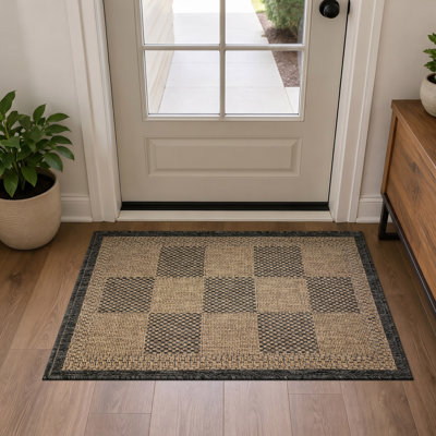 Tapis tissé à plat antidérapant ton sur ton en jute naturel facile à nettoyer
