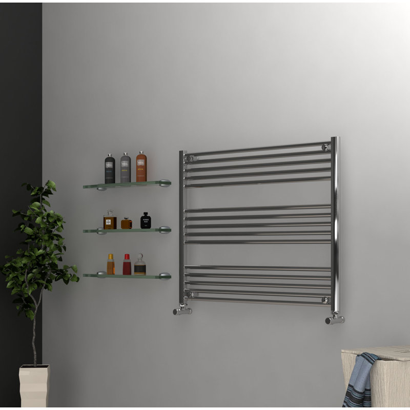 Shavon Straight Towel Rail Heated Towel Rails, 80cm H x 100cm W x 3cm D, Chrome