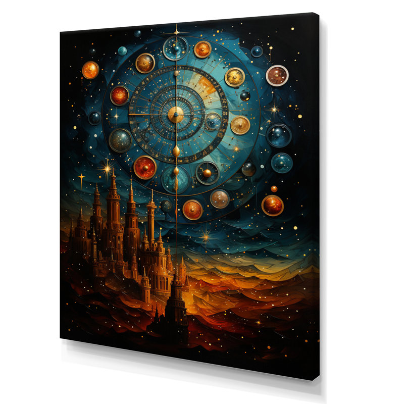 Astrologie astrologique, impression sur toile, H 20 po x l 12 po x P 1 po, Toile tendue