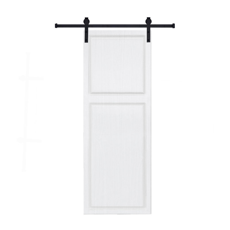 Moderne 2 panneaux 36 po X 80 po Porte de grange coulissante en bois de noyer blanc avec ensemble de quincaillerie, 36" x 80"