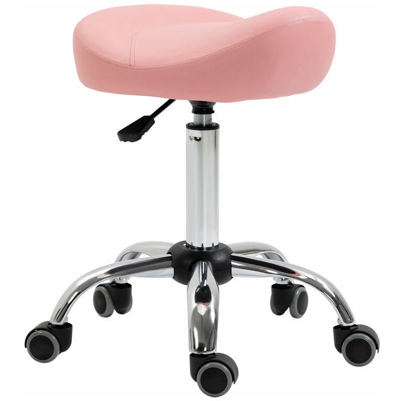 Lewey Adjustable Height Lab Stool with Wheels, Pink