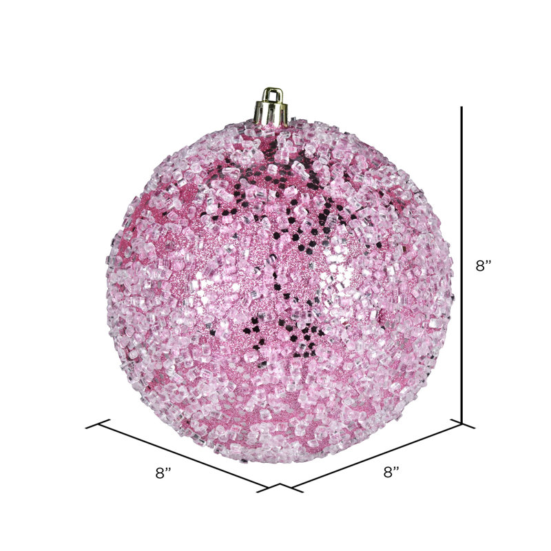 Ornement boule scintillante, H 8 po x l 8 po x P 8 po, Rose, 1