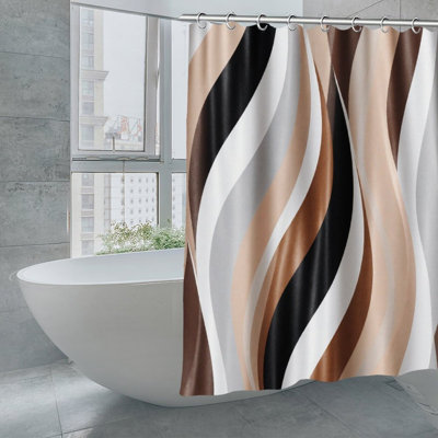 Rideaux de douche à motif ondulé brun pour salle de bain, 71 po x 71 po