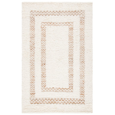 Natura Hand Loomed Wool/Jute/Cotton Geometric Rug in Ivory/Natural