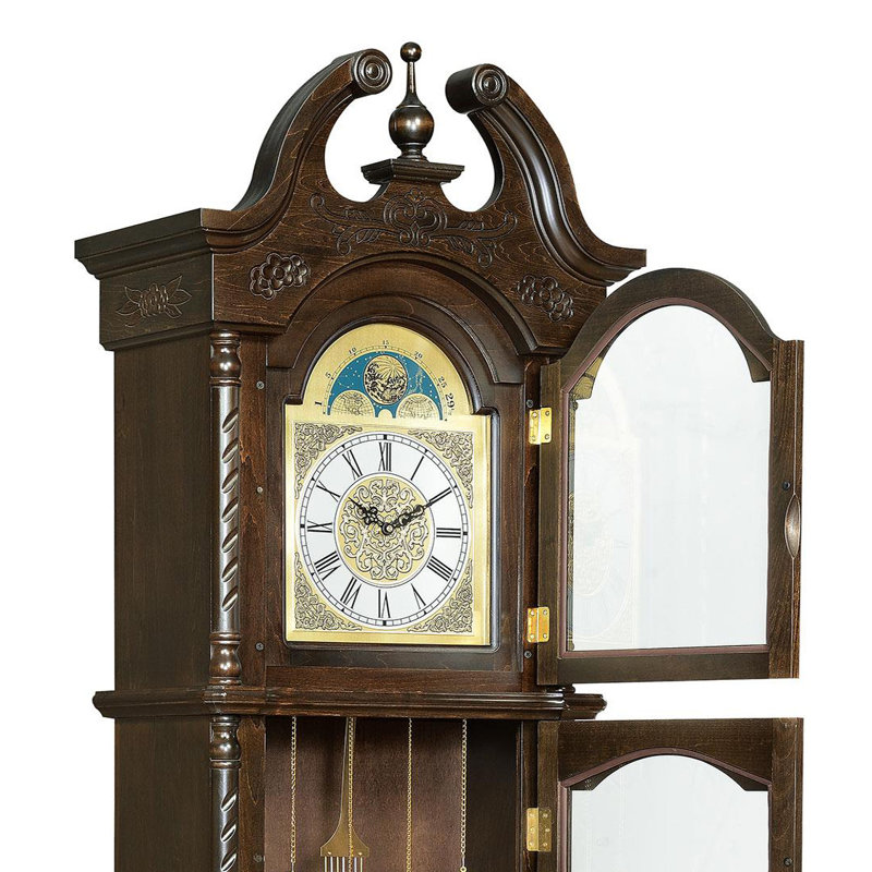 Horloge grand-père avec carillon réglable brun doré