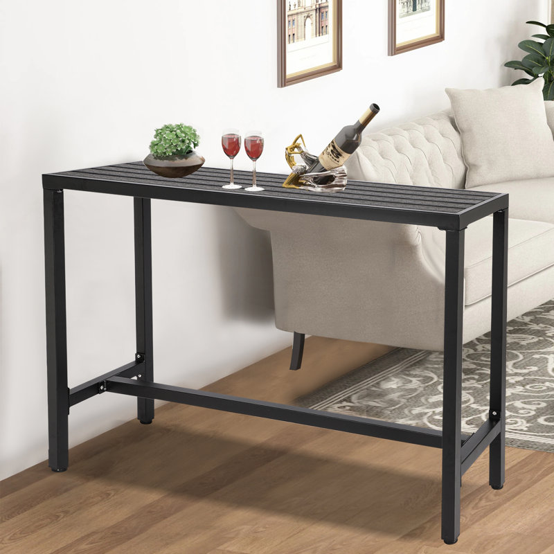 Levicy Rectangular Metal Outdoor Bar Table,  Rectangular Standing Height Table, Rectangular  Outdoor Buffet & Console Table for Kitchen, Deck, Backyard, Poolside