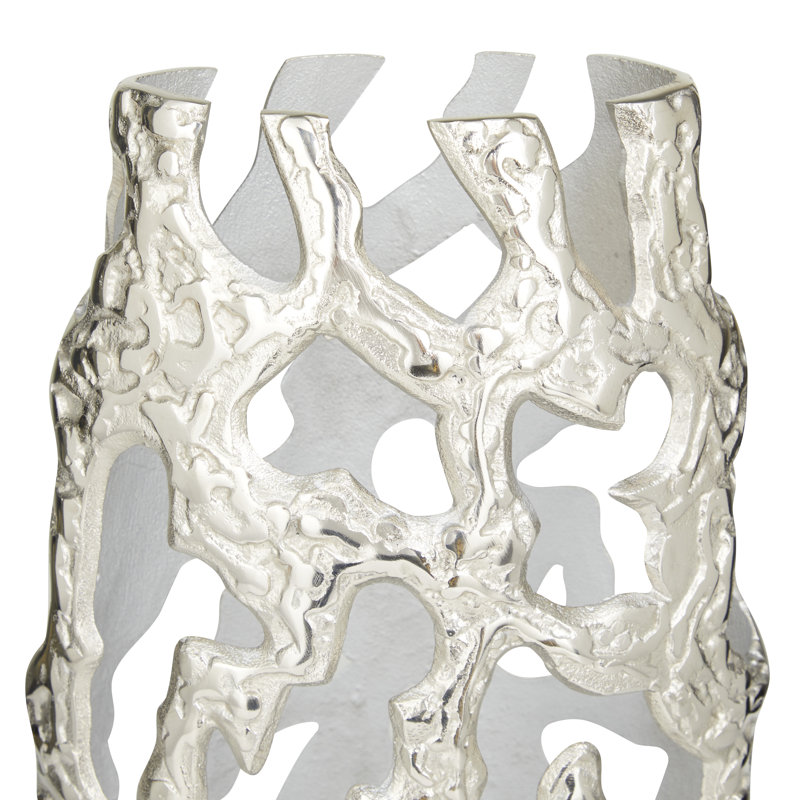 Vase en aluminium et métal, Argent