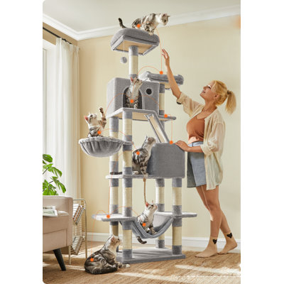 Cat Tree with 13 Scratching Posts, Multi-Level Plush Cat Condo