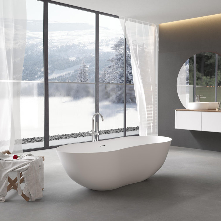 67" x 31.5" Oval Soaking Tub with Chrome Overflow and Quick Drain