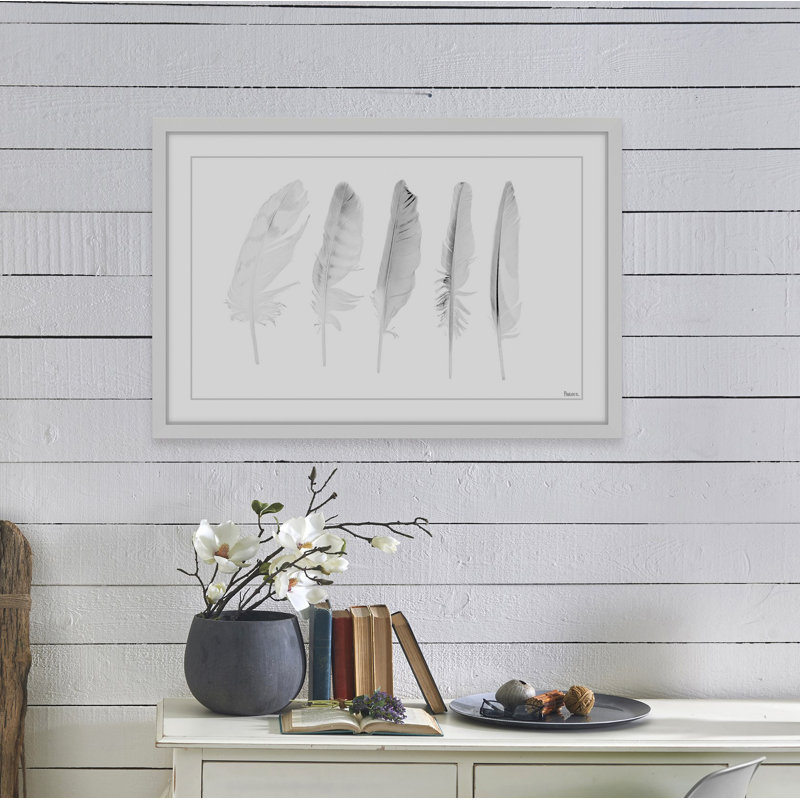 " Five White Feathers II ", 30" H x 45" W