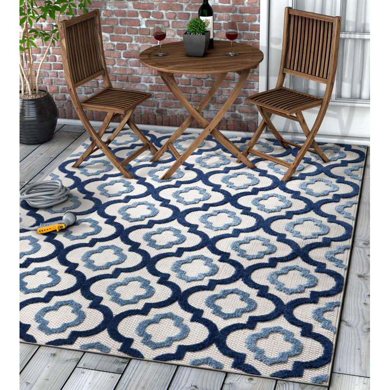 Geometric Indoor / Outdoor Area Rug, Rectangle 160 x 221cm