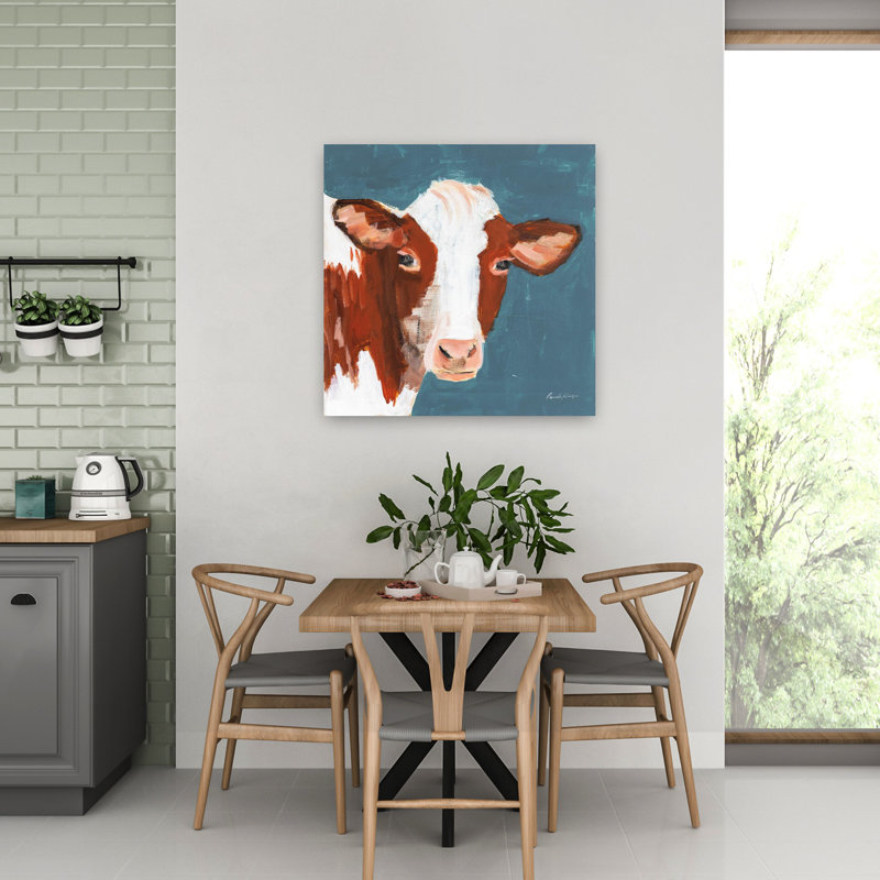 Art contemporain bleu rouillé avec animaux, H 32 po x l 32 po