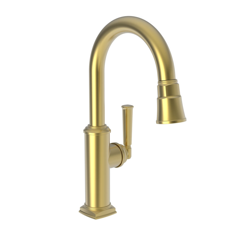 Zemora Single Handle Pull Down Bar Faucet, Satin Gold (PVD)