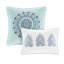 Édredon très grand lit bleu 8 pièces - motif floral aquarelle, impression de coton botanique réversible en tissu lavable à la machine, oreillers