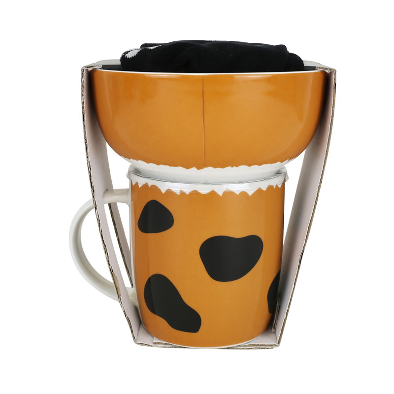 Ensemble-cadeau 3 pièces Enesco Our Name Is Mud Dog Lover - 12 oz. Grande tasse en porcelaine tendre, 15 oz Ensemble bol et chaussette