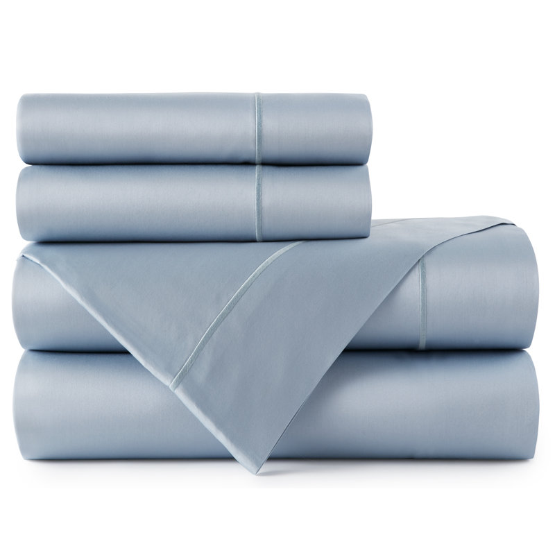 Twin Blue Cotton Sateen Bedding Set