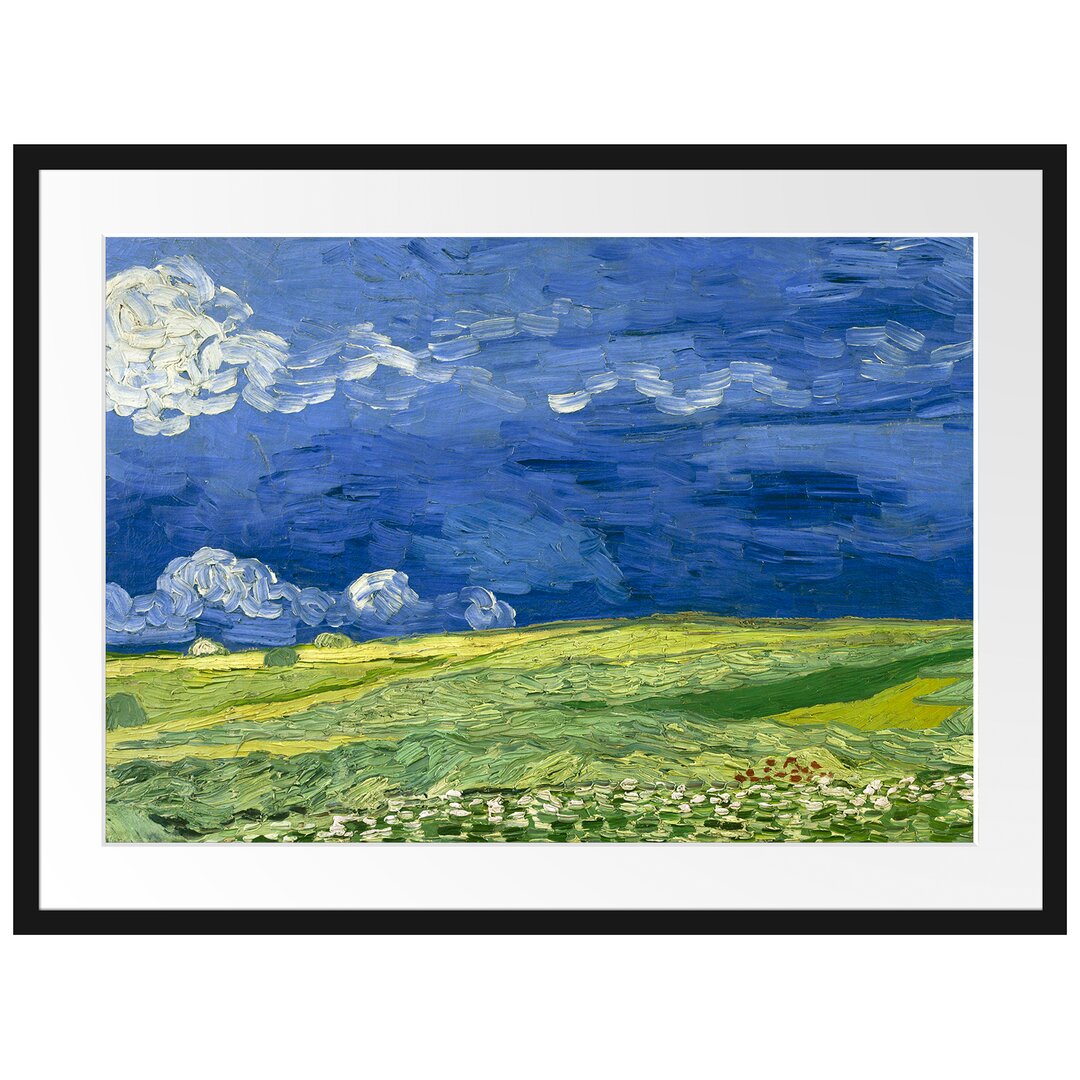 Gerahmter Kunstdruck Wheat Field Under Storm Clouds von Vincent Van Gogh