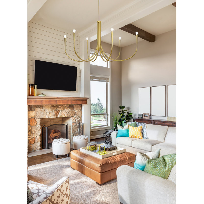Catalena 6-Light Chandelier, Brass, 27" H x 50" W x 50" D