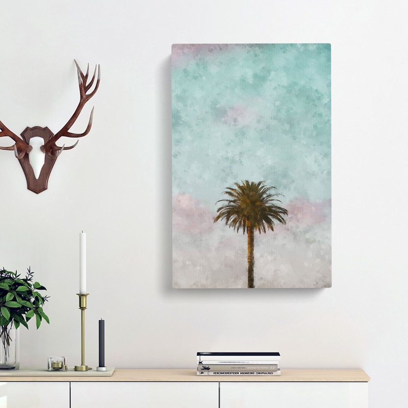 Sunset Palm Tree - Wrapped Canvas, 60cm H x 40cm W x 3cm D