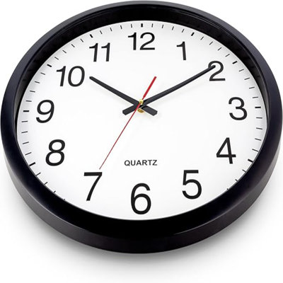 Bernhard Products Black Wall Clock Silent Non Ticking - XL 18 Inch Quality Quartz Battery Operated Round Easy To Read Home/Office/Classroom/School Clock