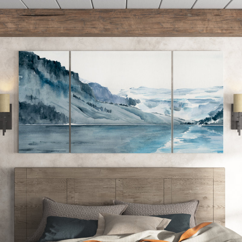 Winter Fjords I - 3 pièces, impression sur toile, H 32 po x l 64 po x P 1,5 po