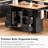 56 Inch Kitchen Island With 4 Internal Storage & Power Outlet Rolling Cart Drop Leaf, 47" Wide Top 2 Doors, Black-628008768