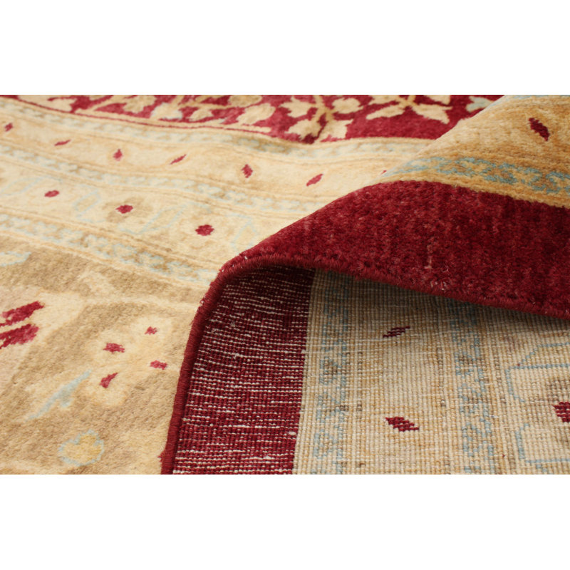 Tapis unique en laine noué à la main 9 pi 10 po x 14 pi 3 po nouvel âge bourgogne Ushak