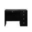 Meuble-lavabo noir 2 pièces avec 5 tiroirs, miroir lumineux à DEL, cristal, plateau en verre trempé de 8 mm, pour miroir et présentation de mobilier de chambre contemporain