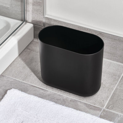 iDesign Set of 2 Small Oval Plastic Bathroom Trash Cans