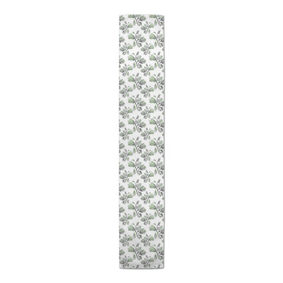 Watercolor Floral Blossoms Blue 4 Table Runner