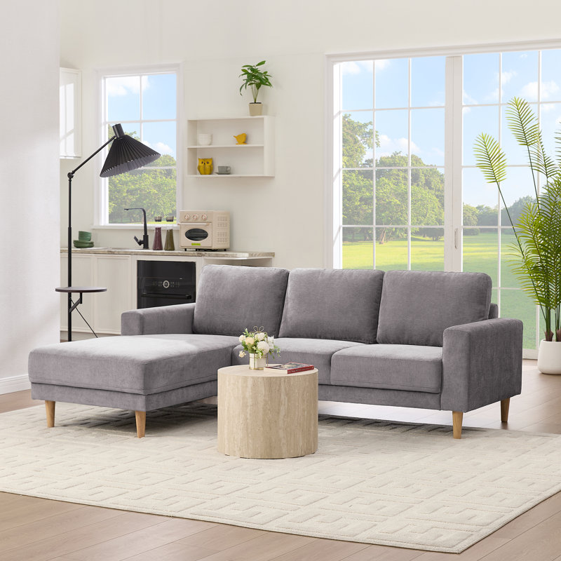 Canapé modulaire rembourré 2 pièces en L 84 po 2 pièces, Chenille gris pâle